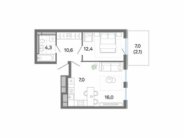 53,9 м², 2-комнатная квартира 10 213 921 ₽ - изображение 56