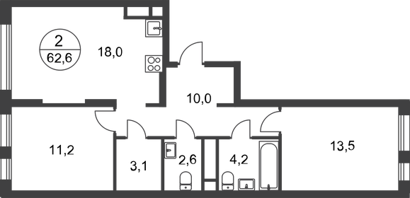 61,8 м², 2-комнатная квартира 16 979 260 ₽ - изображение 8
