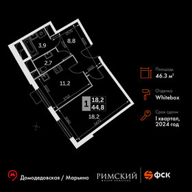 46,3 м², 1-комнатная квартира 12 400 000 ₽ - изображение 100