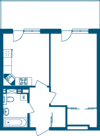 Квартира 58,3 м², 1-комнатные - изображение 1