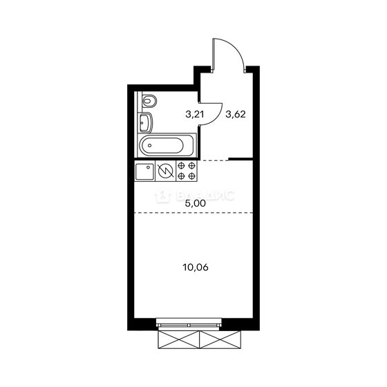 20 м², квартира-студия 9 500 000 ₽ - изображение 1