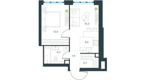 Квартира 37,4 м², 1-комнатная - изображение 1