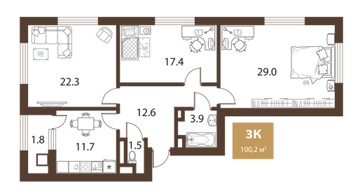 101 м², 3-комнатная квартира 26 900 876 ₽ - изображение 58