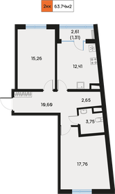 Квартира 63,7 м², 2-комнатная - изображение 1