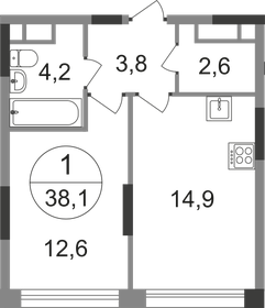 38 м², 1-комнатная квартира 11 500 000 ₽ - изображение 6