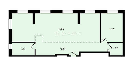 Квартира 98,6 м², студия - изображение 1