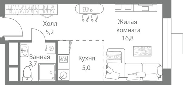 24,6 м², квартира-студия 7 200 000 ₽ - изображение 116