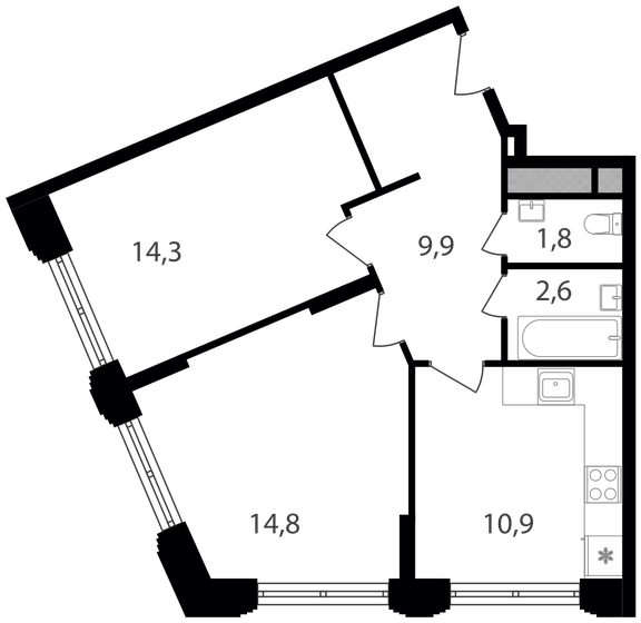54,3 м², 2-комнатные апартаменты 13 108 020 ₽ - изображение 1