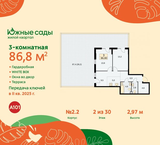 86,8 м², 3-комнатная квартира 19 072 716 ₽ - изображение 34