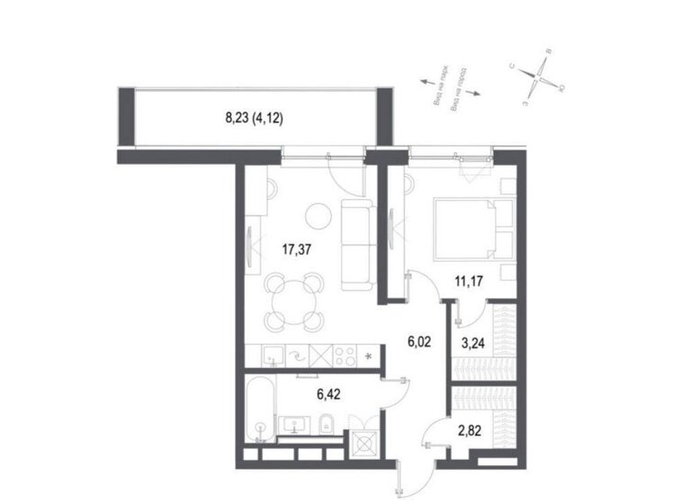 55,3 м², 1-комнатная квартира 19 500 000 ₽ - изображение 1