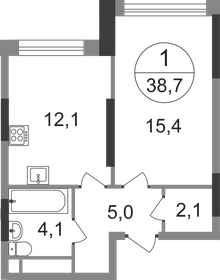 38 м², 1-комнатная квартира 11 500 000 ₽ - изображение 17