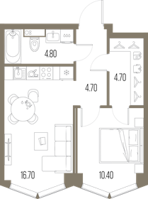 Квартира 41,3 м², 1-комнатная - изображение 1