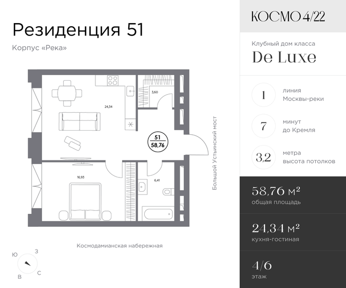 58,8 м², 1-комнатные апартаменты 73 978 840 ₽ - изображение 13