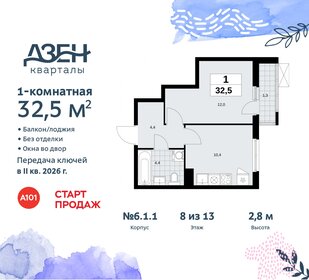 32,4 м², 1-комнатная квартира 10 000 000 ₽ - изображение 1