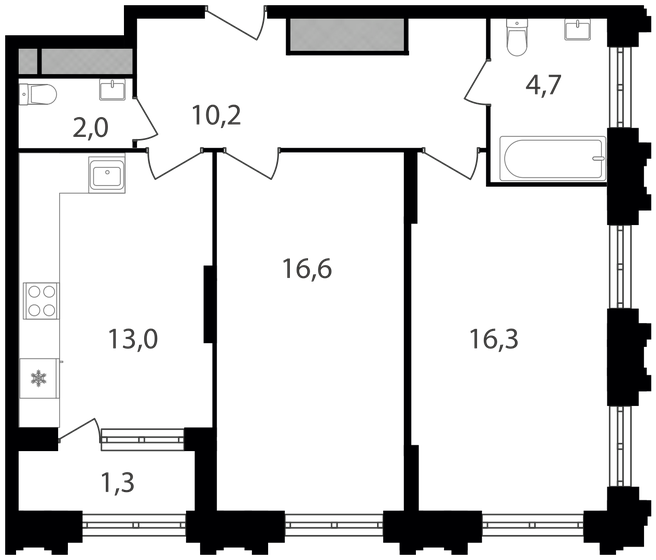 64,1 м², 2-комнатная квартира 18 480 030 ₽ - изображение 1