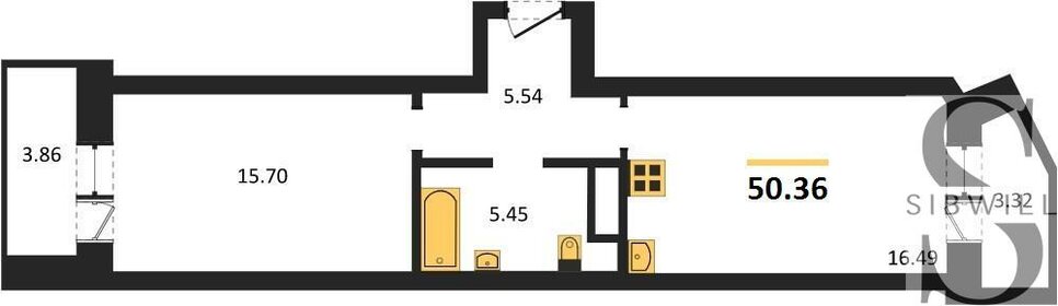 Квартира 50,4 м², 1-комнатная - изображение 1