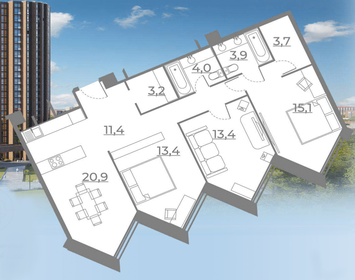 70,5 м², 2-комнатные апартаменты 19 600 000 ₽ - изображение 69