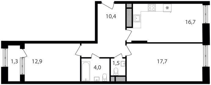 Квартира 64,5 м², 2-комнатная - изображение 1