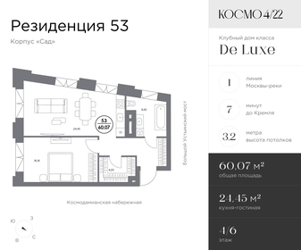 Квартира 60,1 м², 1-комнатные - изображение 1