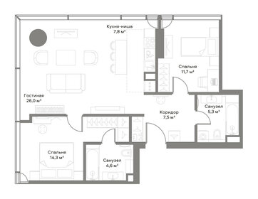 Квартира 77,7 м², 2-комнатная - изображение 2