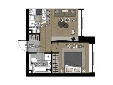 Квартира 31 м², 2-комнатная - изображение 1