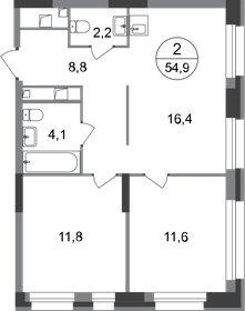 55,5 м², 2-комнатная квартира 12 500 000 ₽ - изображение 13