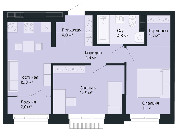 53,5 м², 2-комнатная квартира 13 482 000 ₽ - изображение 34
