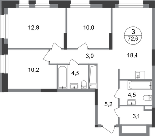 73,4 м², 3-комнатная квартира 17 061 748 ₽ - изображение 71