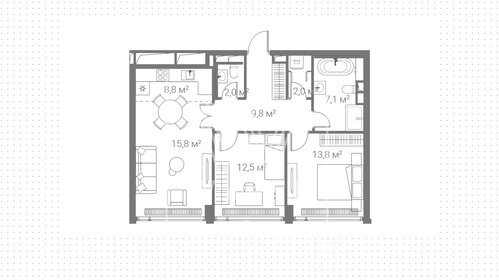 Квартира 71,7 м², студия - изображение 1