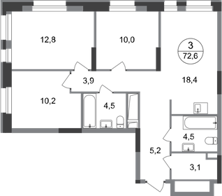73,4 м², 3-комнатная квартира 17 061 748 ₽ - изображение 75
