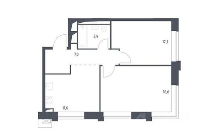 Квартира 51,6 м², 2-комнатные - изображение 1