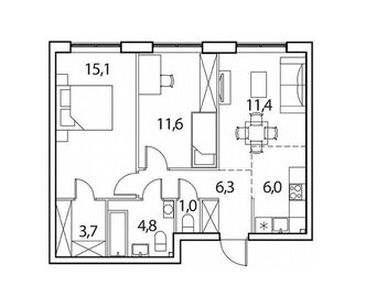 Квартира 60 м², 2-комнатная - изображение 1