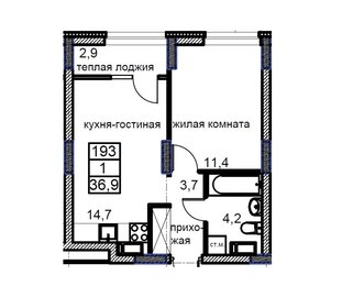 Квартира 36,7 м², 1-комнатная - изображение 1