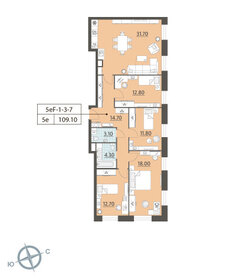 Квартира 109,1 м², 4-комнатная - изображение 1