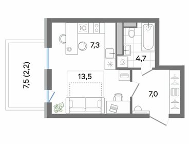 Квартира 34,7 м², студия - изображение 1