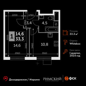 Квартира 33,3 м², 1-комнатная - изображение 1