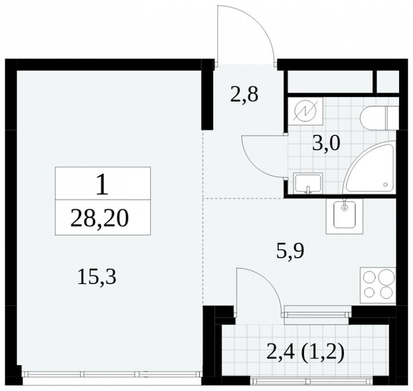 28,2 м², квартира-студия 9 900 000 ₽ - изображение 33