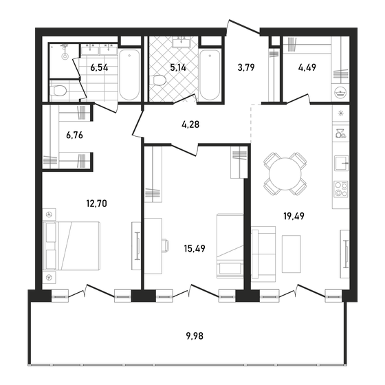 88,8 м², 2-комнатная квартира 80 897 704 ₽ - изображение 1
