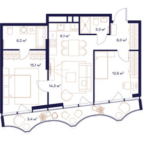 Квартира 67 м², 2-комнатная - изображение 1