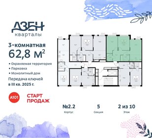62 м², 3-комнатная квартира 12 900 000 ₽ - изображение 180