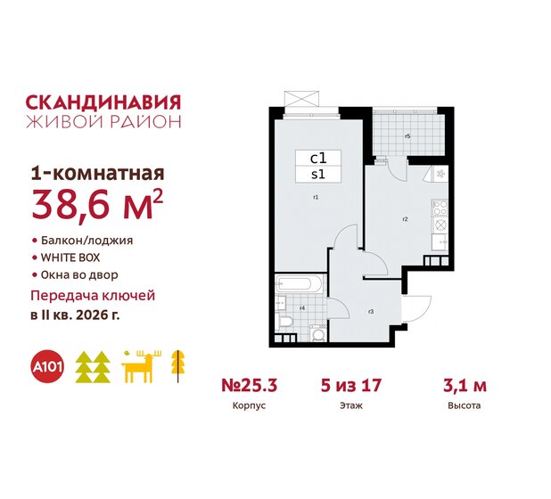 38,6 м², 1-комнатная квартира 12 006 054 ₽ - изображение 24