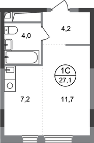 Квартира 27,1 м², студия - изображение 1