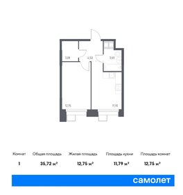 Квартира 35,7 м², 1-комнатные - изображение 1