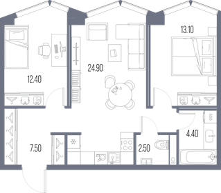 64,2 м², 2-комнатная квартира 28 215 900 ₽ - изображение 61