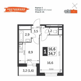 Квартира 34,7 м², 1-комнатная - изображение 1