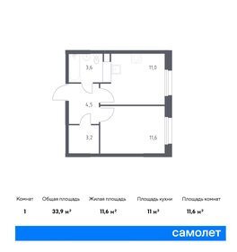 Квартира 33,9 м², 1-комнатная - изображение 1