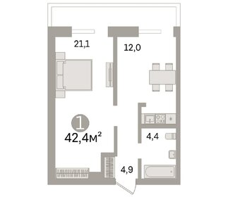 Квартира 42,4 м², 1-комнатная - изображение 5