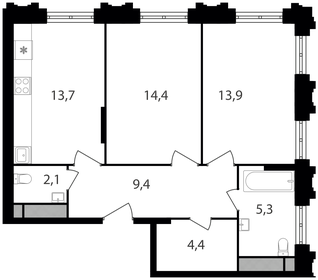 64,1 м², 2-комнатная квартира 18 178 760 ₽ - изображение 70