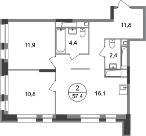 55,5 м², 2-комнатная квартира 12 500 000 ₽ - изображение 7