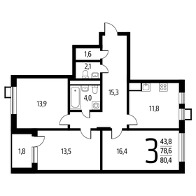 80,4 м², 3-комнатная квартира 18 918 120 ₽ - изображение 82